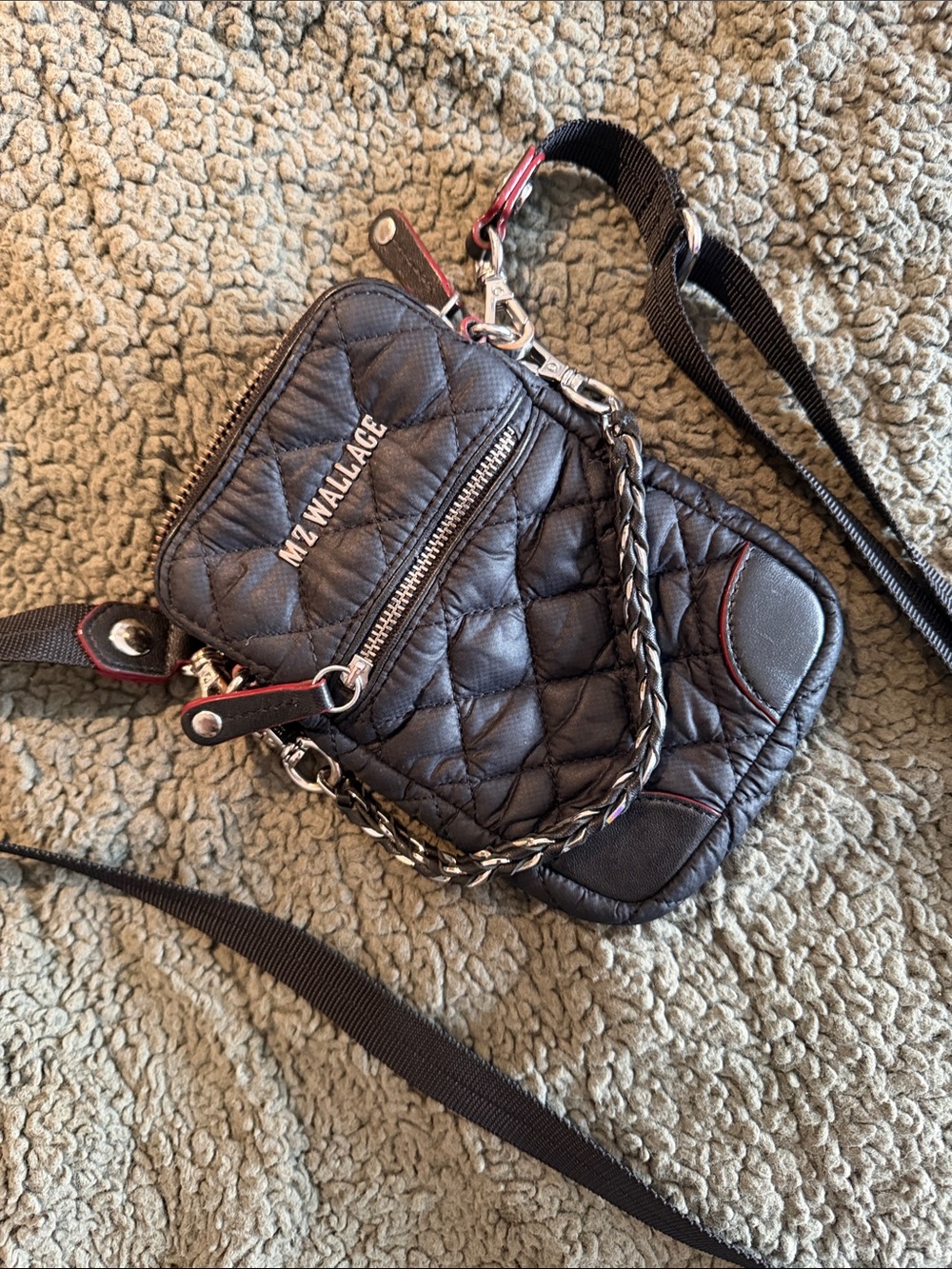 MZ WALLACE Quilted Black Crossbody Phone Bag